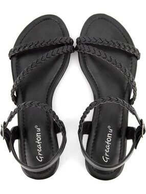 Women’s Flat Sandals Slip On Black Summer Gladiator Open Toe Slingback Shoes